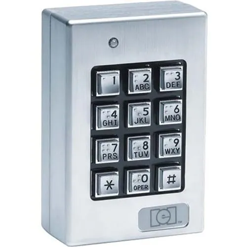 Linear 212SE Indoor/Outdoor Surface-Mount Weather Resistant Keypad, Brushed Metal