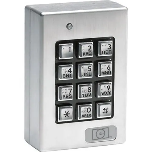 Linear 232SE Indoor/Outdoor Surface-Mount Weather Resistant Access Control Keypad, Sealed Environmental SE Style, Brushed Metal