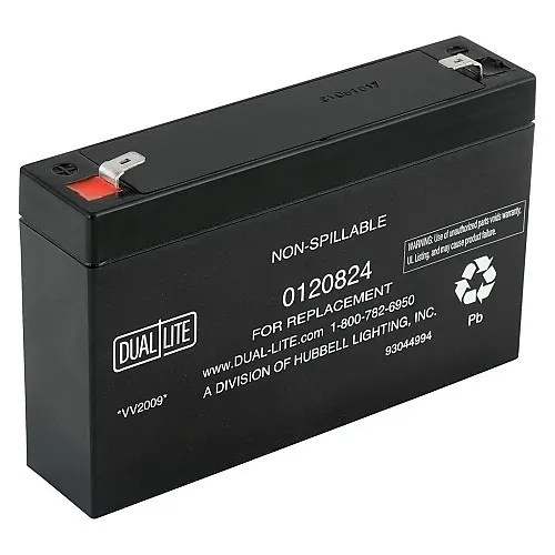 Dual-Lite 0120824 Replacement SLA Battery for Exit Lighting, 6.0 VDC, 7-7.2 AH