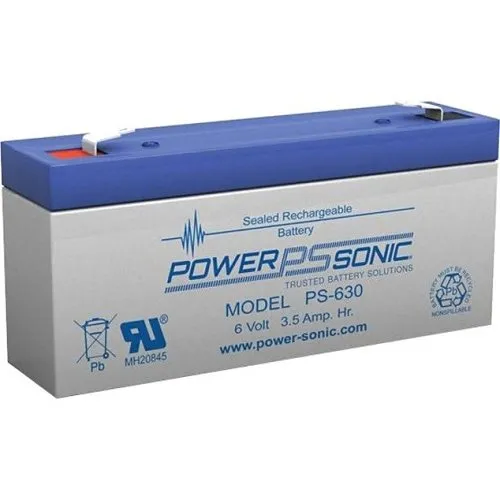 Power Sonic PS-630 PS Series 6V, 3.5Ah General Purpose Rechargeable SLA Battery, F1 Terminals