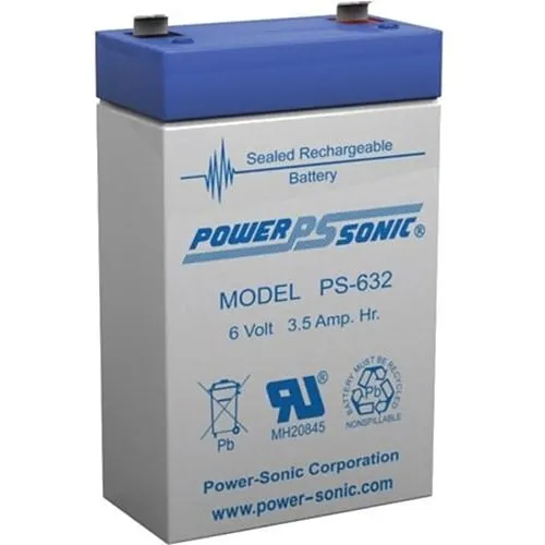 Power Sonic PS-632 PS Series 6V, 3.5Ah General Purpose Rechargeable SLA Battery, F1 Terminals