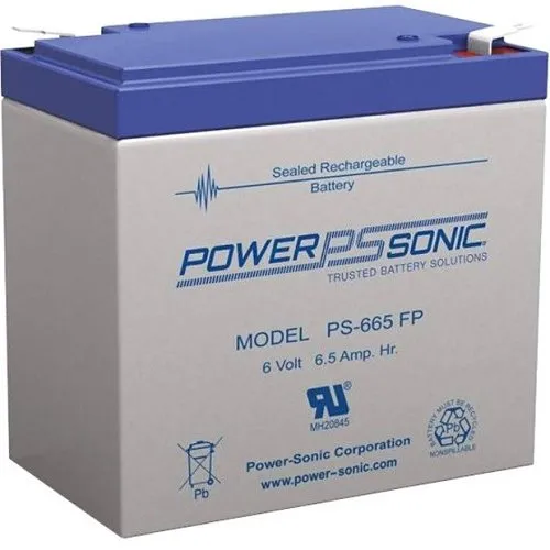 Power Sonic PS-665 PS Series 6V, 6.5Ah General Purpose Rechargeable SLA Battery, FP Terminals