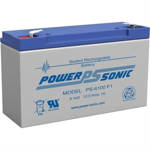 Power Sonic PS-6100 PS Series 6V, 12Ah General Purpose Rechargeable SLA Battery, F2 Terminals