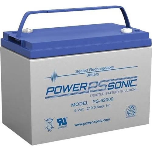 Power Sonic PS-62000 PS Series 6V, 210Ah General Purpose Rechargeable SLA Battery, T8 Terminals