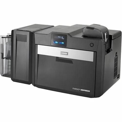 HID FARGO 94690 ID Badge Printer, HDP6600 Dual-Side Printer with Two Patch Material