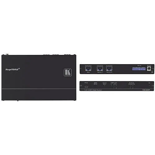 Kramer 10-80444090 VM-2DT Distribution Amplifier with 19-pin HDMI Type connectors, 1:2 4K60 4:2:0 Long–Reach HDBaseT DA