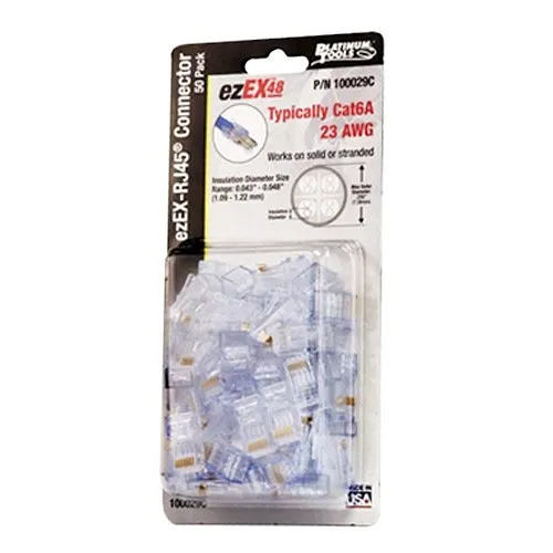 Platinum Tools 100029C ezEX48 Unshielded Pass-Through Connector, 50-Piece