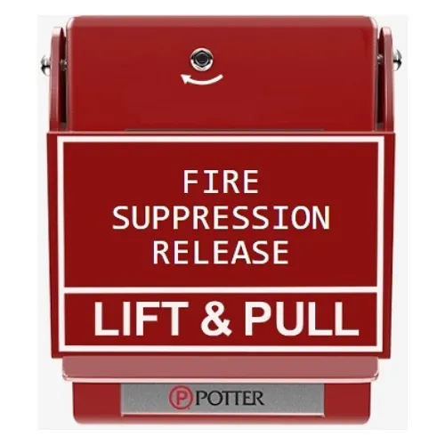 Potter 1000403-10 RMS-1T-Wallplate Fire Suppression Station,  White Text, Red