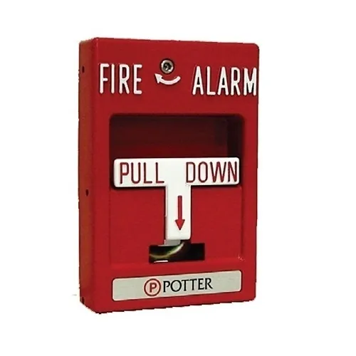Potter 1000403-9 RMS-1T-LP Pull Down Station, White Lettering, Red