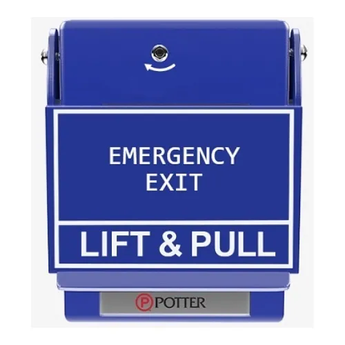 Potter 1000614 Pull Station Series SPST Dual Action Pull Station, Emergency Exit Label, Blue
