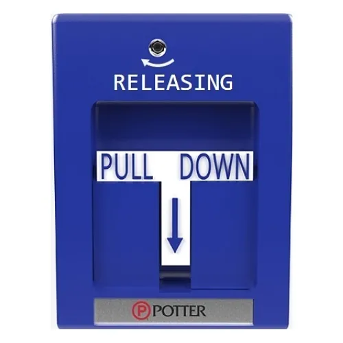 Potter 1000619 Pull Station Series SPST Dual Action Pull Station, Releasing Label, Blue