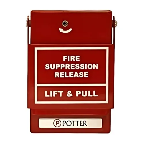 Potter 1000620-5 SPST Weather Proof Pull Station, FIRE SUPPRESSION RELEASE (White Text), Red