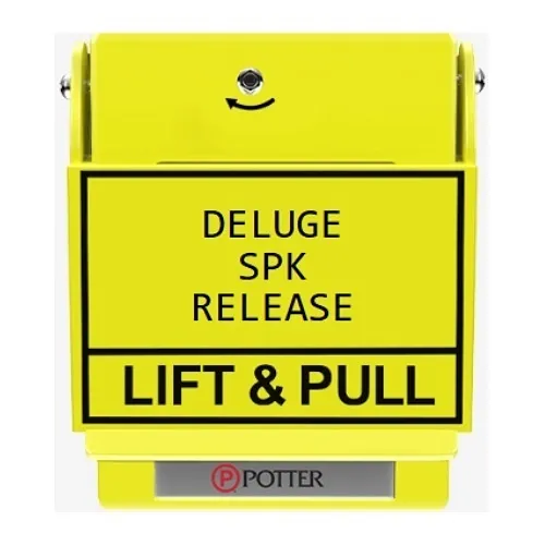 Potter 1000623 Manual Pull Stations, SPST, Dual Action Weather Proof, DELUGE SPK RELEASE, Yellow