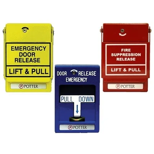 Potter 1000668 RMS-1T-LP BLUE SPST Dual Action Pull Station, Emergency Exit, Non-Returnable