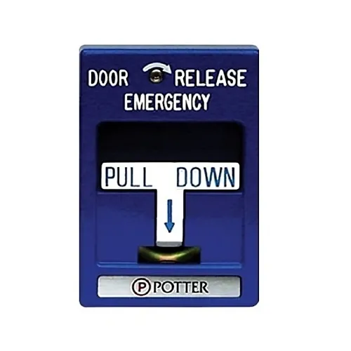 Potter 1000704 Pull Station RMS-1T-LP, Evacuation White Text, Blue