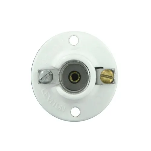 Leviton 10028 Candelabra Base, Keyless, Incandescent, Urea, Pony Cleat, Single Circuit, Open Terminal, White