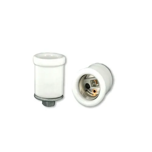 Leviton 10065 Incandescent Lampholder with Medium Base and Single Circuit, Keyless, Glazed Porcelain, Pipe Mount, Beaded for 1-1/2 Clamp Style Shade