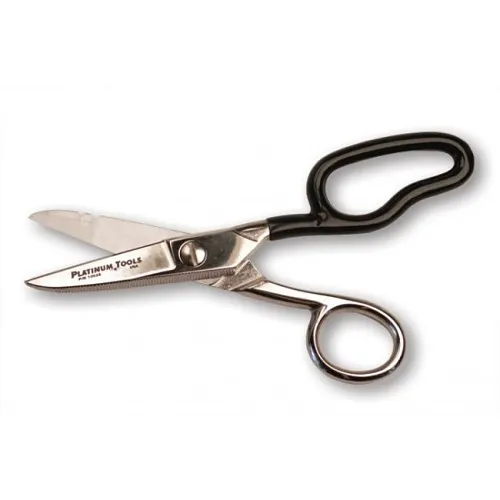 Platinum Tools 10525C Professional Electrician's Scissors, Bottom Blade with Serrated Teeth
