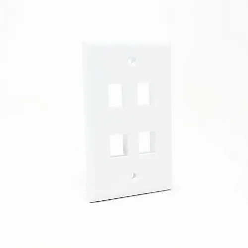 Dynacom 10600-P4-WH Wall Plate, Classic Wall Plate Single-Gang, 4-Port, White