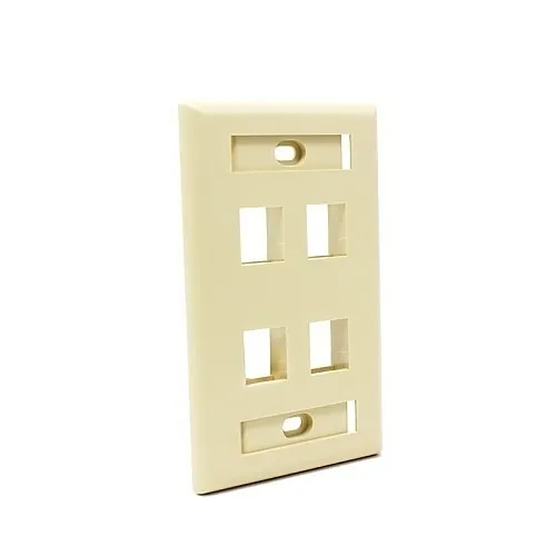 Dynacom 10600-P4W-IV Wall Plate, Flush Port ID WP Single-Gang 4-Port Ivory