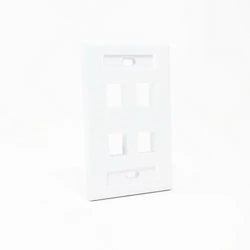 Dynacom 10600-P4W-WH Flush-Port ID Window Wallplates, 4-Port, White