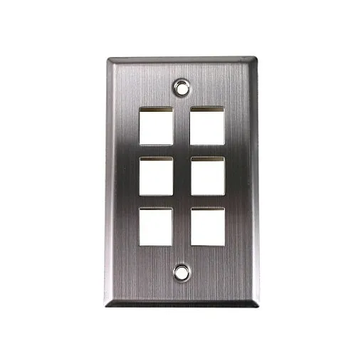 Dynacom 10600-P6-SS 6-Port Single-Gang Wallplate, Stainless Steel