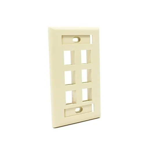 Dynacom 10600-P6W-IV Wall Plate, Flush Port ID WP Single-Gang 6-Port Ivory