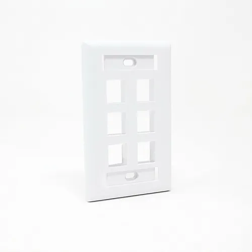 Dynacom 10600-P6W-WH Wall Plate, Flush Port ID WP Single-Gang 6-Port White