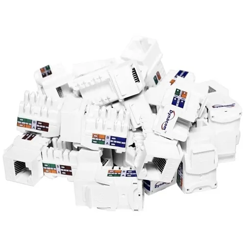 Dynacom 10605K25-WH Keystone Jack, KwikJack Cat5E Data Jack 25-Pack White