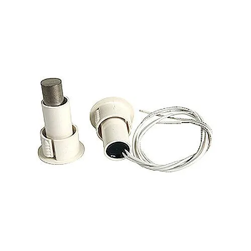 Edwards Signaling 1076C-N Recessed Steel Door Magnetic Contact with Wire Leads, 3/8" Gap Size, SPDT, 3/4" Diameter, Single Pole-Double Throw, White