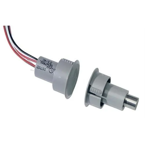 Edwards Signaling 1076D-G Recessed Steel Door Magnetic Contact with Wire Leads, 1" Diameter, DPDT, 1/2" Gap Size, Double Pole-Double Throw, Gray