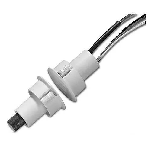 Edwards Signaling 1078CW-N Recessed Steel Door Magnetic Contact with Wire Leads, 3/4" Diameter, Closed Loop, Wide Gap, 3/4" Gap Size, White