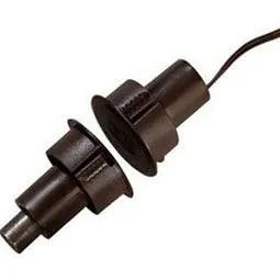 Edwards Signaling 1078W-M Recessed Steel Door Magnetic Contact with Wire Leads, 1" Diameter, Wide Gap, 1" Gap Size, Closed Loop, Brown