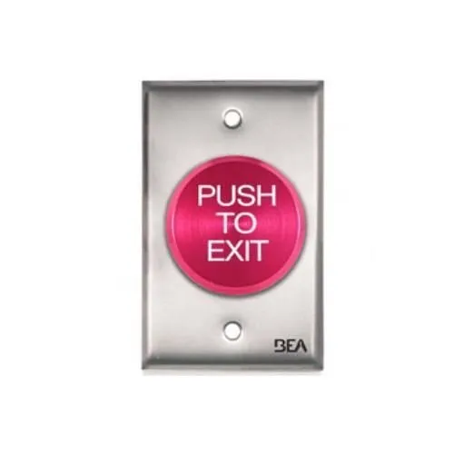 BEA 10ACPBDA2 Single Gang Plate with Pneumatic "Push to Exit" Button, Oversized 2", Red