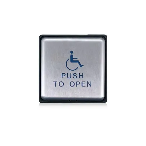 BEA 10EMS4751 Panther 4.75" Square Slim Profile Push Plate Assembly Kit with Mounting Box and 433 MHz Transmitter, Handicap Logo "Push to Open"