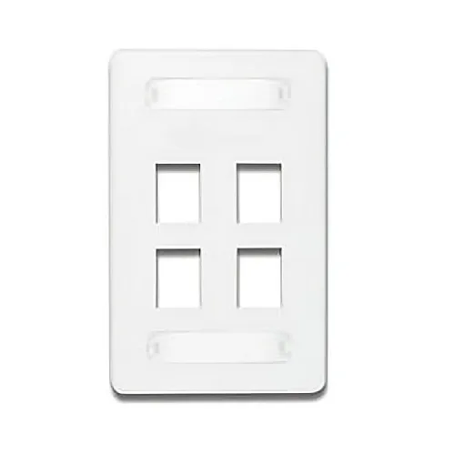 Siemon 10GMX-FPS04-02 Wall Plate, F-Plate, 10G, Single-Gang, Opens, MX Series, White