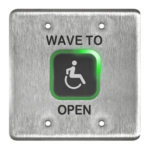 BEA 10MS41-DA Microwave Touchless Actuator, Double Gang Plate, Text and Accessibility Logo, Adjustable to 24", 12-24 AC/DC, Stainless Steel