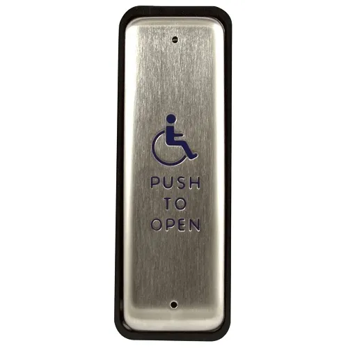BEA 10PBJ1 Stainless-Steel Push Plate, in Jamb Plate, Blue Hadicap Logo and Text, 1.5"x4.75"