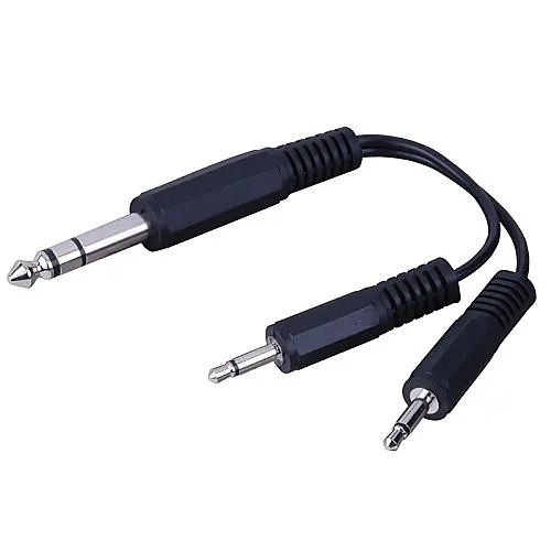 Vanco 110522 Audio Cable, Adapter 1/4 ST, Plug-2 3.5 mm M, 6"