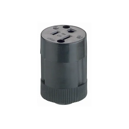 Leviton 114 NEMA 5-15R 2-Pole 3-Wire Straight Blade Connector, Residential Grade, Grounding, 15A, 125V, Black