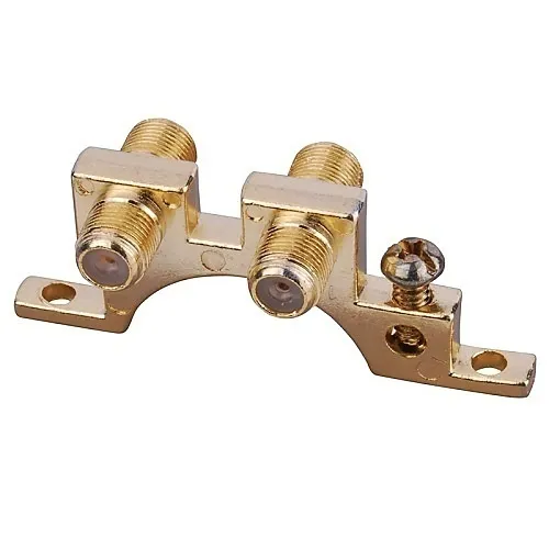 Vanco 120024 Dual F-Coax Grounding Block, Gold