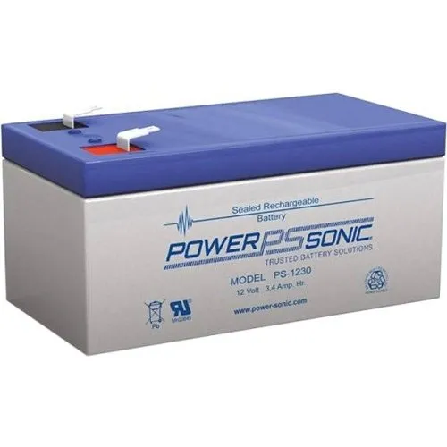 Power Sonic PS-1230 PS Series 12V, 3.4Ah General Purpose Rechargeable SLA Battery, F1 Terminals