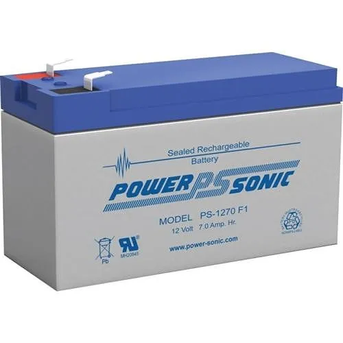 Power Sonic PS-1270F1 PS Series 12V, 7Ah General Purpose Rechargeable SLA Battery, F1 Terminals