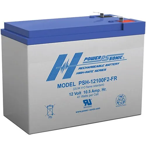 Power Sonic PSH-12100FR PSH Series 12V, 10.5Ah High Rate Rechargeable SLA Battery, F2 Terminals