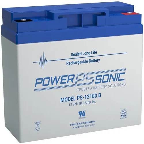 Power Sonic PS-12180B PS Series 12V, 18Ah General Purpose Rechargeable SLA Battery, F2 Terminals
