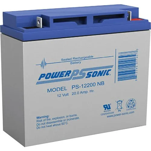 Power Sonic PS-12200 PS Series 12V, 20Ah Rechargeable SLA Battery, NB2 Terminals