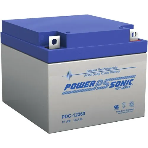 Power Sonic PDC-12260 PDC Series 12V, 27.8Ah Deep Cycle Rechargeable SLA Battery, NB2 Terminals