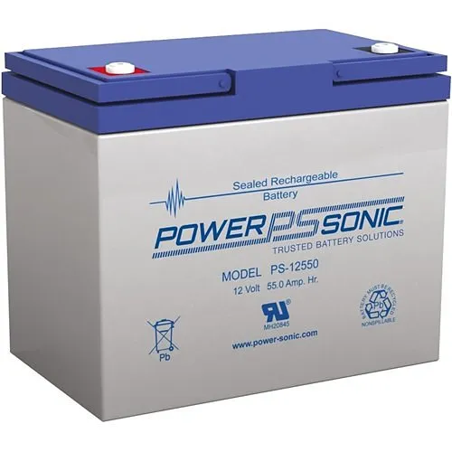 Power Sonic PS-12550B PS Series 12V, 55Ah General Purpose Rechargeable SLA Battery, Terminals