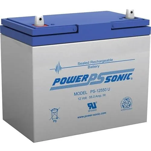 Power Sonic PS-12550U PS Series 12V, 55Ah General Purpose Rechargeable SLA Battery, Terminals