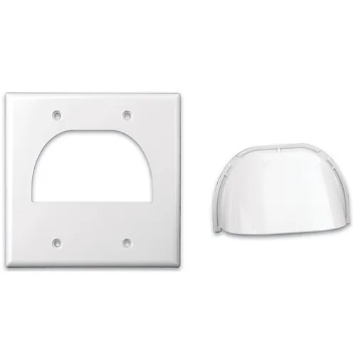 Vanco 120624X Dual Gang Reversible Bulk Cable Wall Plate, White
